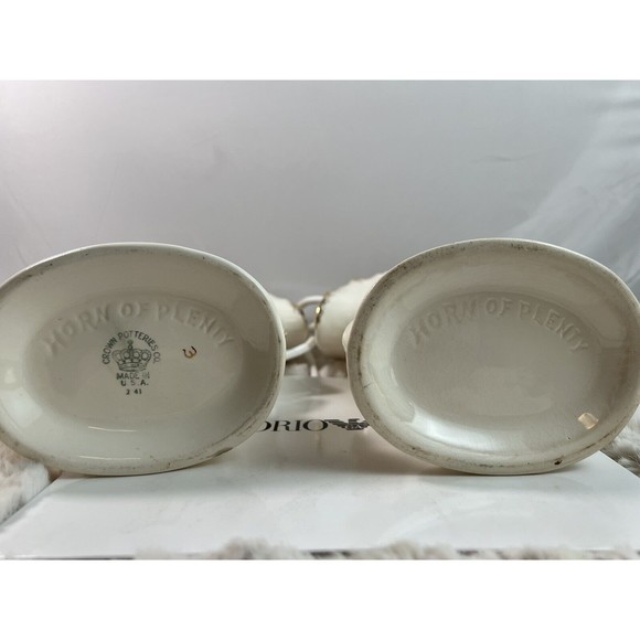 Sets Of VTG Crown‎ Potteries Co USA Horn Of Plenty Rose Vase Gold Trim Rare! - Picture 6 of 9